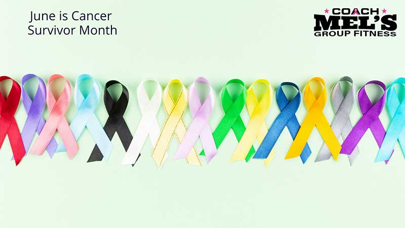 June is Cancer Survivor month with ribbons of many colors.